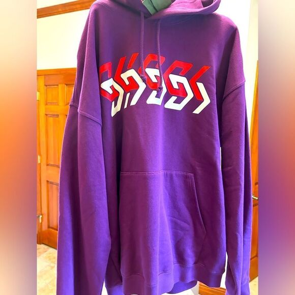 Men’s Gucci logo print jersey, cotton hoodie size XXL made in Italy - Picture 1 of 11